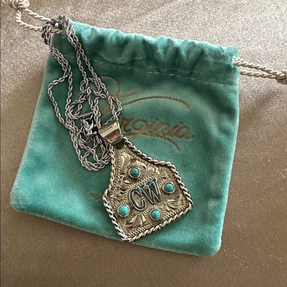 Silver Pendant Necklace with Turquoise Accents